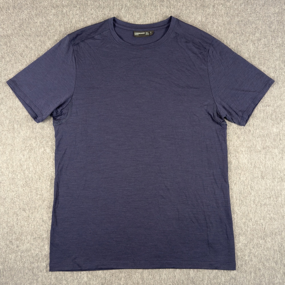 Icebreaker Cool-Lite Shirt Mens Large Blue Short Sleeve Lightweight Active